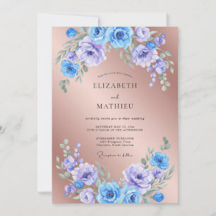 Invitation Mariage Pétale d'Améthyste en Cuivre Antique