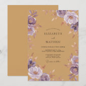 Invitation Mariage Pétale d'Améthyste Ocre (Devant / Derrière)