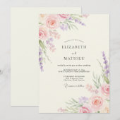 Invitation Mariage Pétale d'Améthyste Rose (Devant / Derrière)