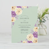 Invitation Mariage Pétale d'Améthyste Seafoam (Debout devant)