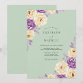 Invitation Mariage Pétale d'Améthyste Seafoam (Devant / Derrière)