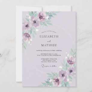Invitation Mariage Pétale d'Anémone Améthyste