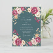 Invitation Mariage Pétale d'Ardoise Magenta (Debout devant)
