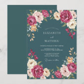 Invitation Mariage Pétale d'Ardoise Magenta (Devant / Derrière)