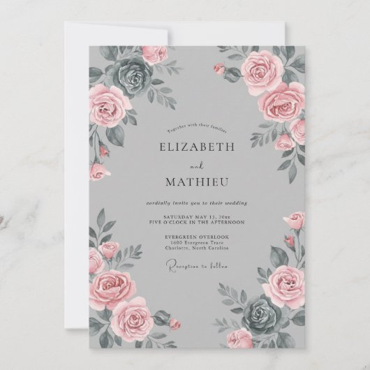 Invitation Mariage Pétale d'Ardoise Mauve (Devant)
