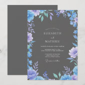 Invitation Mariage Pétale d'Ardoise Pervenche (Devant / Derrière)