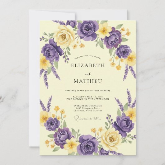 Invitation Mariage pétale de beurre d'améthyste (Devant)