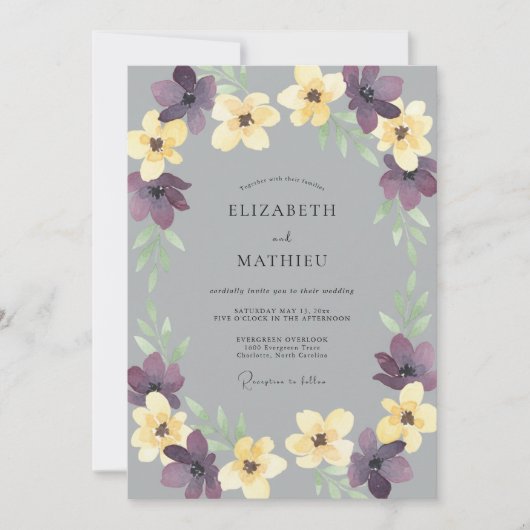 Invitation Mariage Pétale de Beurre de Prune (Devant)