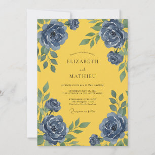 Invitation Mariage Pétale de Bleuet Moutarde