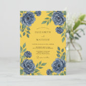 Invitation Mariage Pétale de Bleuet Moutarde (Debout devant)