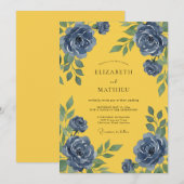 Invitation Mariage Pétale de Bleuet Moutarde (Devant / Derrière)