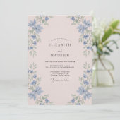 Invitation Mariage Pétale de Blush Doux Bleuet (Debout devant)