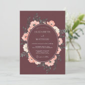 Invitation Mariage pétale de champagne bordeaux (Debout devant)