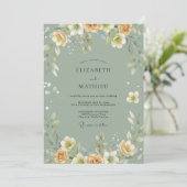 Invitation Mariage Pétale de Champagne Celadon (Debout devant)