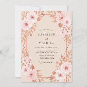 Invitation Mariage pétale de Champagne cuivré
