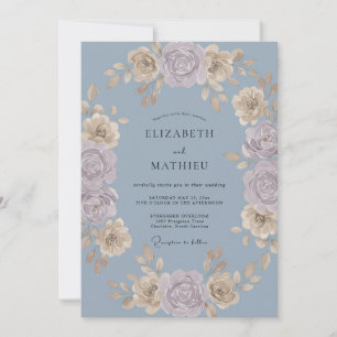 Invitation Mariage Pétale de Champagne Douce Pervenche