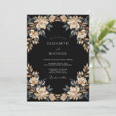 Invitation Mariage pétale de champagne noir (Debout devant)