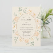 Invitation Mariage Pétale de Champagne Olive (Debout devant)
