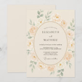 Invitation Mariage Pétale de Champagne Olive (Devant / Derrière)