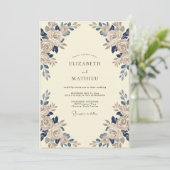 Invitation Mariage pétale de champagne saphir (Debout devant)