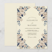Invitation Mariage pétale de champagne saphir (Devant / Derrière)