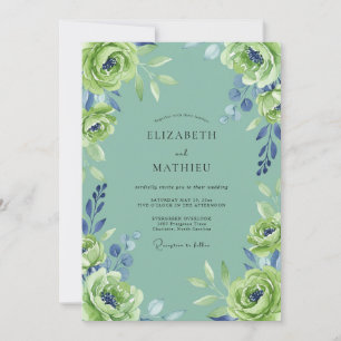 Invitation Mariage pétale de citron vert écume de mer