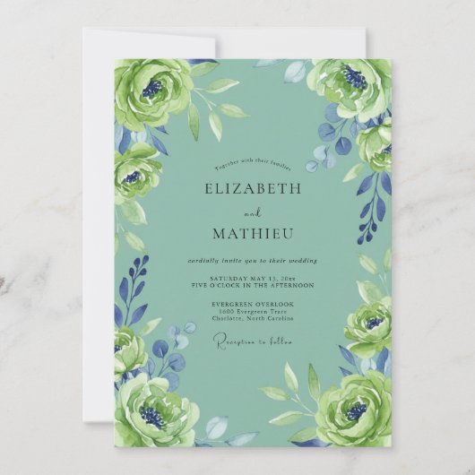 Invitation Mariage pétale de citron vert écume de mer (Devant)