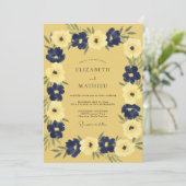Invitation Mariage Pétale de Cobalt Moutarde (Debout devant)