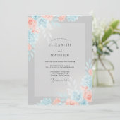 Invitation Mariage Petale de Corail Argenté (Debout devant)