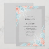 Invitation Mariage Petale de Corail Argenté (Devant / Derrière)