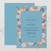 Invitation Mariage Pétale de Corail Pervenche (Devant / Derrière)