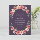 Invitation Mariage Pétale de Corail Prune (Debout devant)