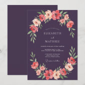 Invitation Mariage Pétale de Corail Prune (Devant / Derrière)