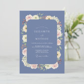 Invitation Mariage Pétale de Crème d'Ivoire Pervenche (Debout devant)