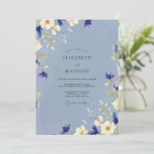Invitation Mariage Pétale de Crème Douce Pervenche (Debout devant)