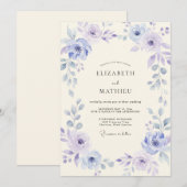 Invitation Mariage Pétale de Lavande Pervenche (Devant / Derrière)