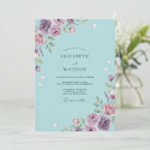 Invitation Mariage Pétale de Lilas Aqua (Debout devant)