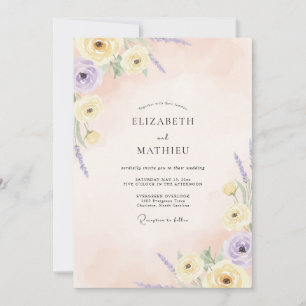 Invitation Mariage pétale de lilas au beurre
