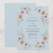 Invitation Mariage Pétale de Lilas Champagne Doux (Devant / Derrière)