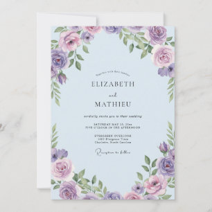 Invitation Mariage Pétale de Lilas Ciel