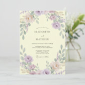Invitation Mariage Pétale de Lilas Douce Jaune Pâle (Debout devant)
