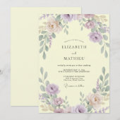 Invitation Mariage Pétale de Lilas Douce Jaune Pâle (Devant / Derrière)