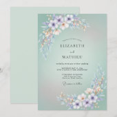 Invitation Mariage pétale de lilas écume de mer (Devant / Derrière)
