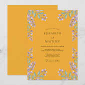 Invitation Mariage pétale de lilas moutarde (Devant / Derrière)