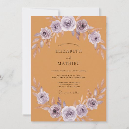 Invitation Mariage Pétale de Lilas Ocre (Devant)