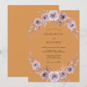 Invitation Mariage Pétale de Lilas Ocre (Devant / Derrière)
