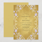 Invitation Mariage Pétale de Lilas Or Doux (Devant / Derrière)