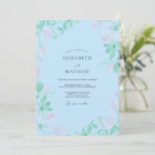 Invitation Mariage Pétale de Menthe Céleste (Debout devant)