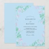 Invitation Mariage Pétale de Menthe Céleste (Devant / Derrière)