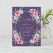 Invitation Mariage Pétale de Menthe Prune (Debout devant)